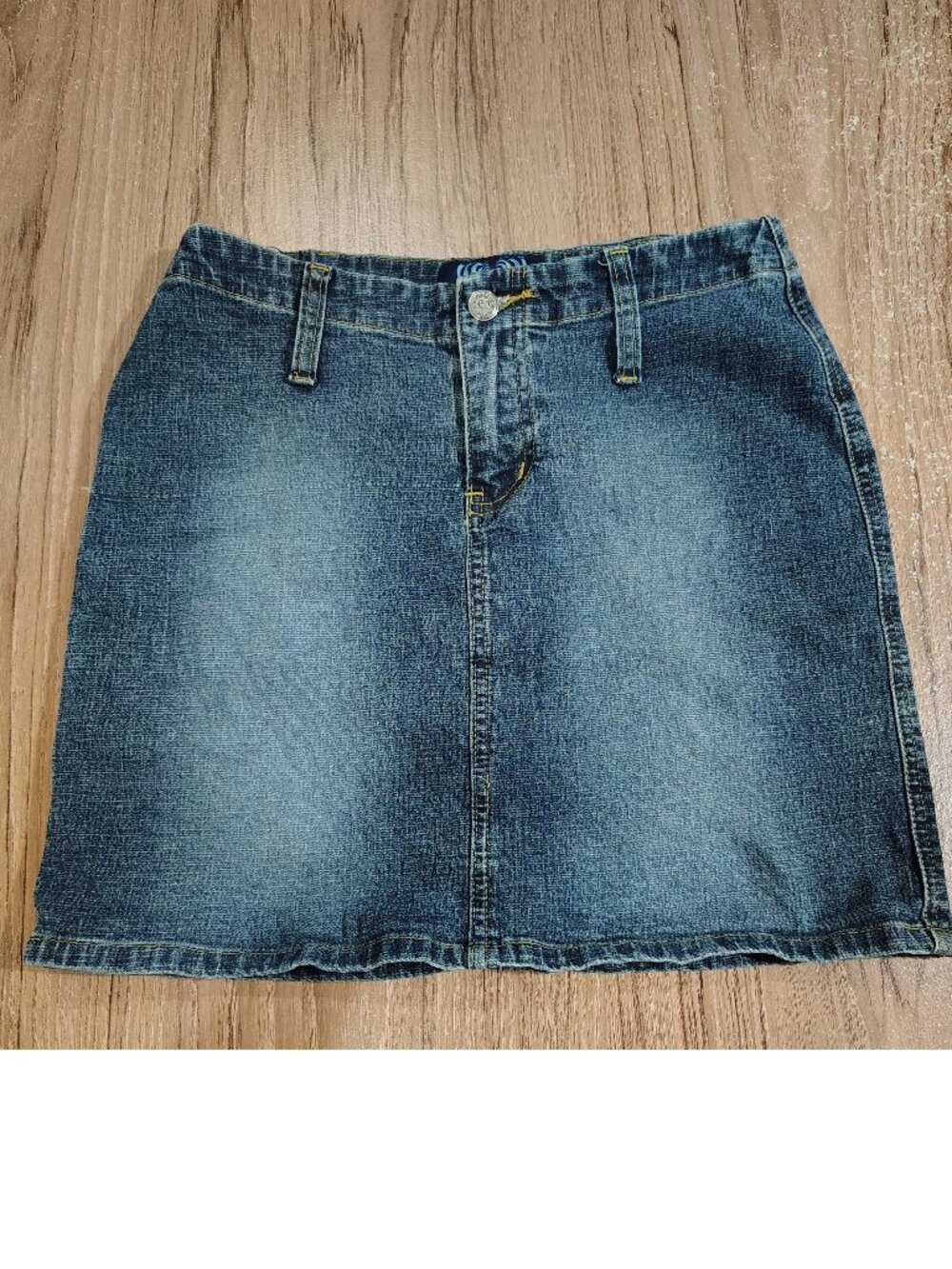 Vintage Y2K Angels Denim Pleated Mini Skirt Size 3 Waist 27